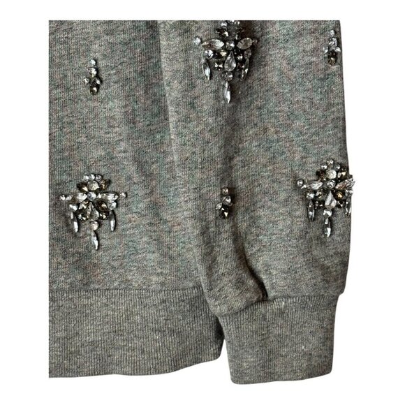 J Crew Sweatshirt Women Small Gray Cotton‎ Rhinestone Embellished Top Preppy - Picture 6 of 9